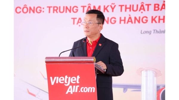 新聞稿照片一：越捷航空執行長丁越芳（Dinh Viet Phuong）於航空維修工程中心動工典禮上致詞。